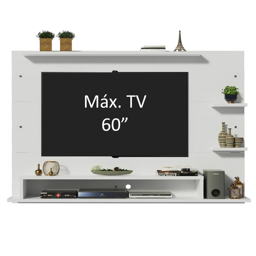 Panel de TV hasta 60 Pulgadas Madesa Alfa con Repisas e Nichos Blanco