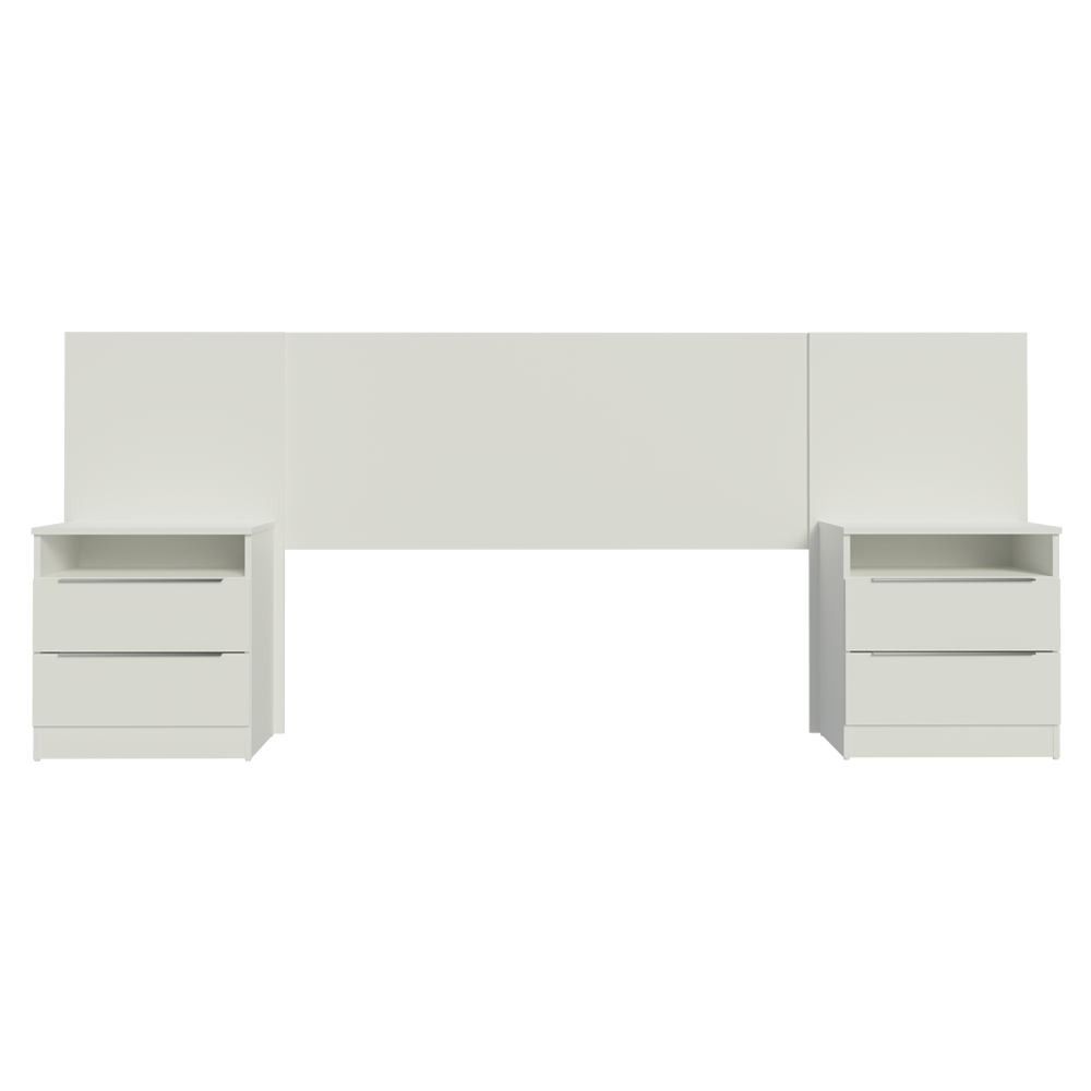 Respaldo de cama extensible Madesa con 2 Mesas de Luz Blanco