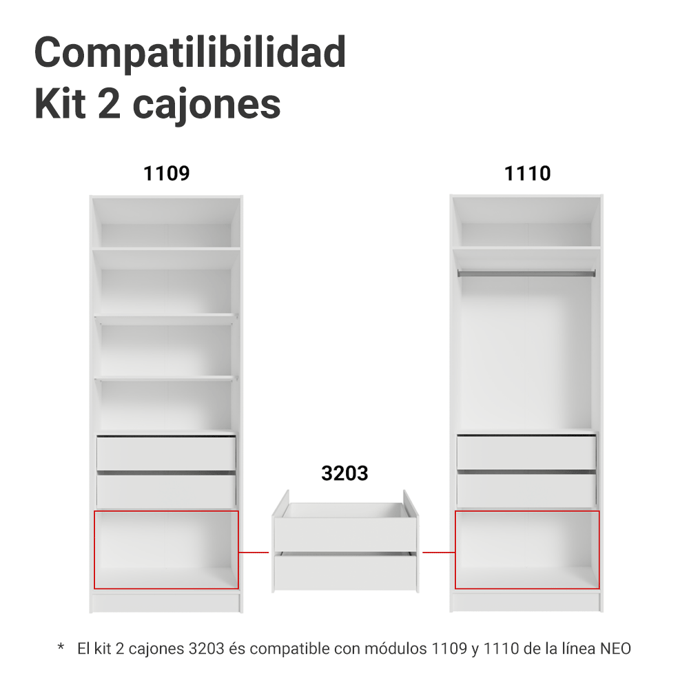 Combo 2 Cajones para Placard Modulado Neo Blanco Madesa