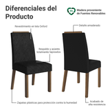 Juego de 4 Sillas 4255 con Detalle Madera Marrón/Oxford