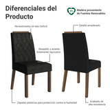 Juego de 4 Sillas 4256 con Detalle Madera Marrón/Oxford