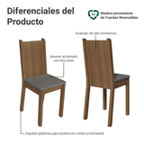 Juego de 4 Sillas 4290 Marrón/Silver