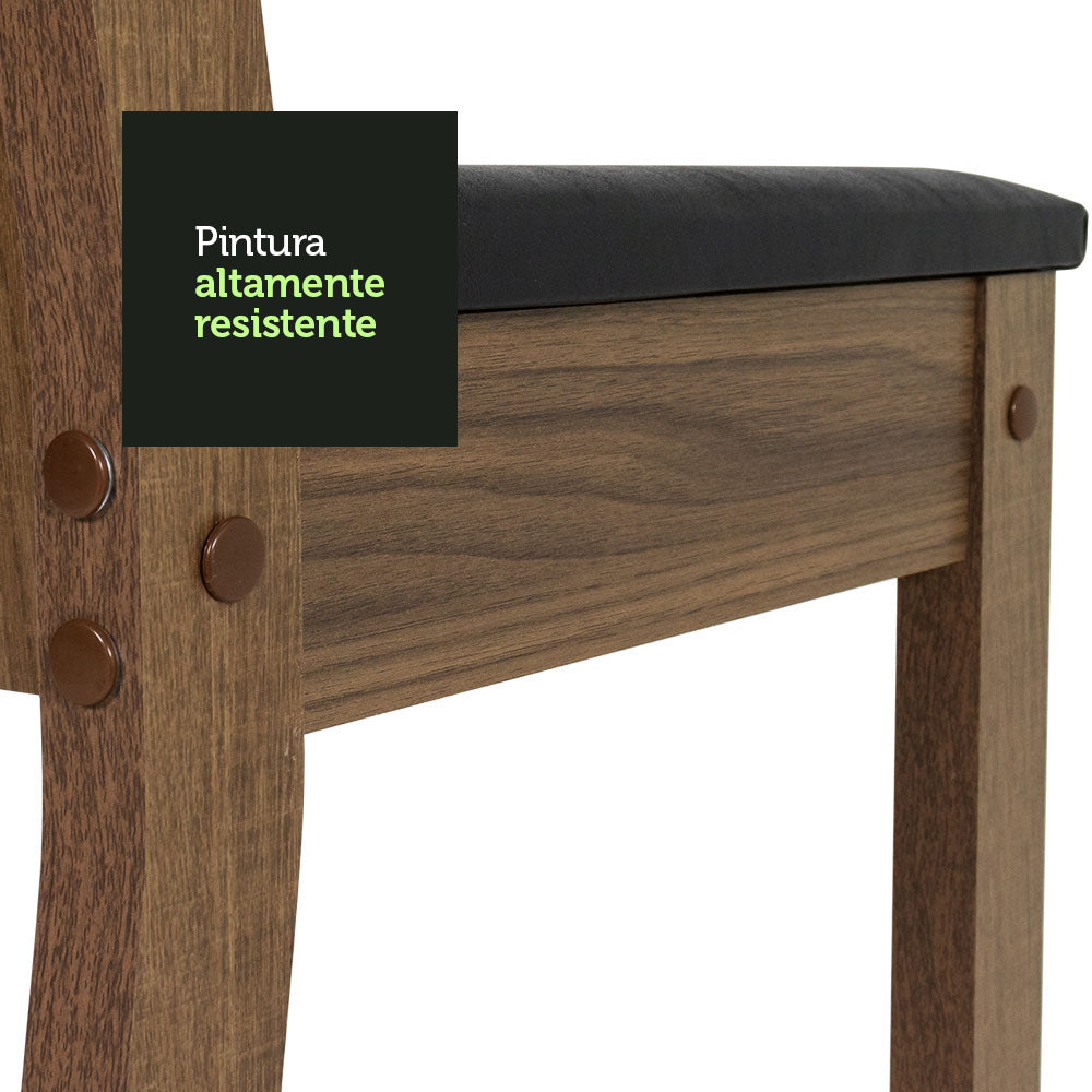Kit 6 Sillas de Comedor 4290 Madesa Marrón/Negro