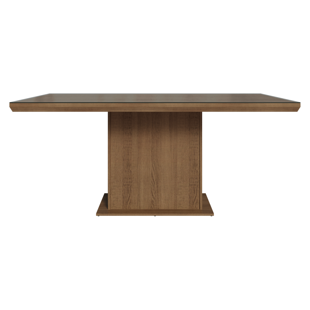 Mesa de Comedor Rectangular Tapa con Borde Biselado y Vidrio Sobrepuesto Marrón 5275 Madesa