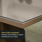 Mesa de Comedor Rectangular Tapa de Vidrio Sobrepuesto 160 cm Marrón/Crema Madesa 01