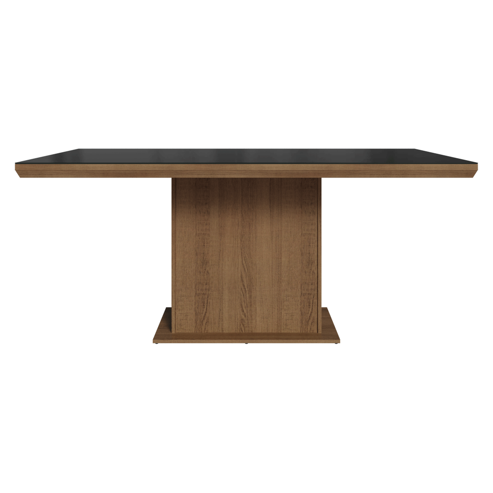 Mesa de Comedor Rectangular Tapa con Borde Biselado y Vidrio Sobrepuesto Marrón/Negro 5275 Madesa