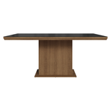 Mesa de Comedor Rectangular Tapa con Borde Biselado y Vidrio Sobrepuesto Marrón/Negro 5275 Madesa