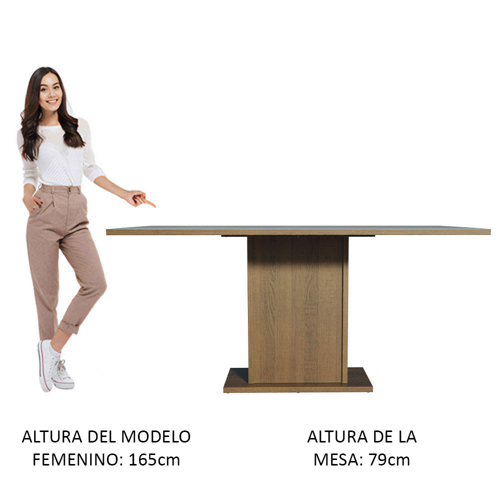 Mesa de Comedor Rectangular Tapa de Madera 160 cm Marrón/Gris Madesa 01