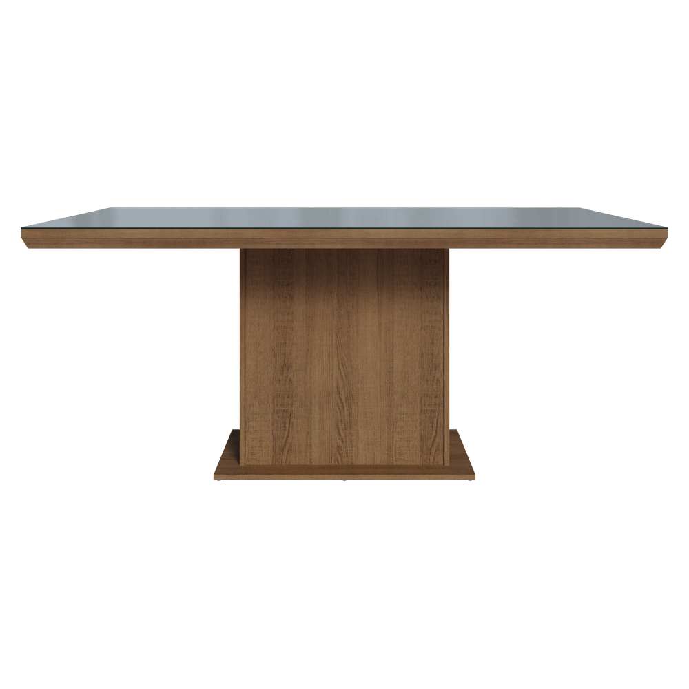 Mesa de Comedor Rectangular Tapa con Borde Biselado y Vidrio Sobrepuesto Marrón/Gris 5275 Madesa