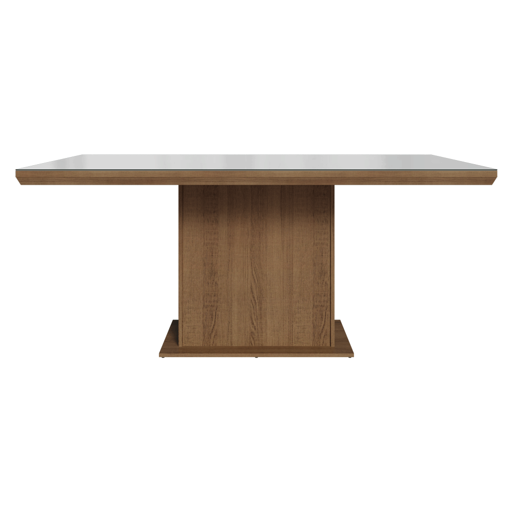 Mesa de Comedor Rectangular Tapa con Borde Biselado y Vidrio Sobrepuesto Marrón/Blanco 5275 Madesa