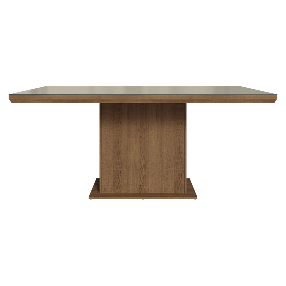 Mesa de Comedor Rectangular Tapa con Borde Biselado y Vidrio Sobrepuesto Marrón/Crema 5275 Madesa
