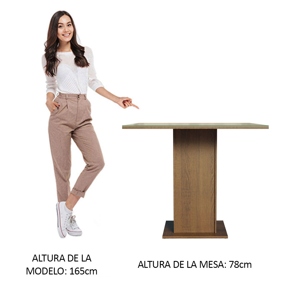 Mesa de Comedor Cuadrada Tapa de Vidrio Marrón 5363