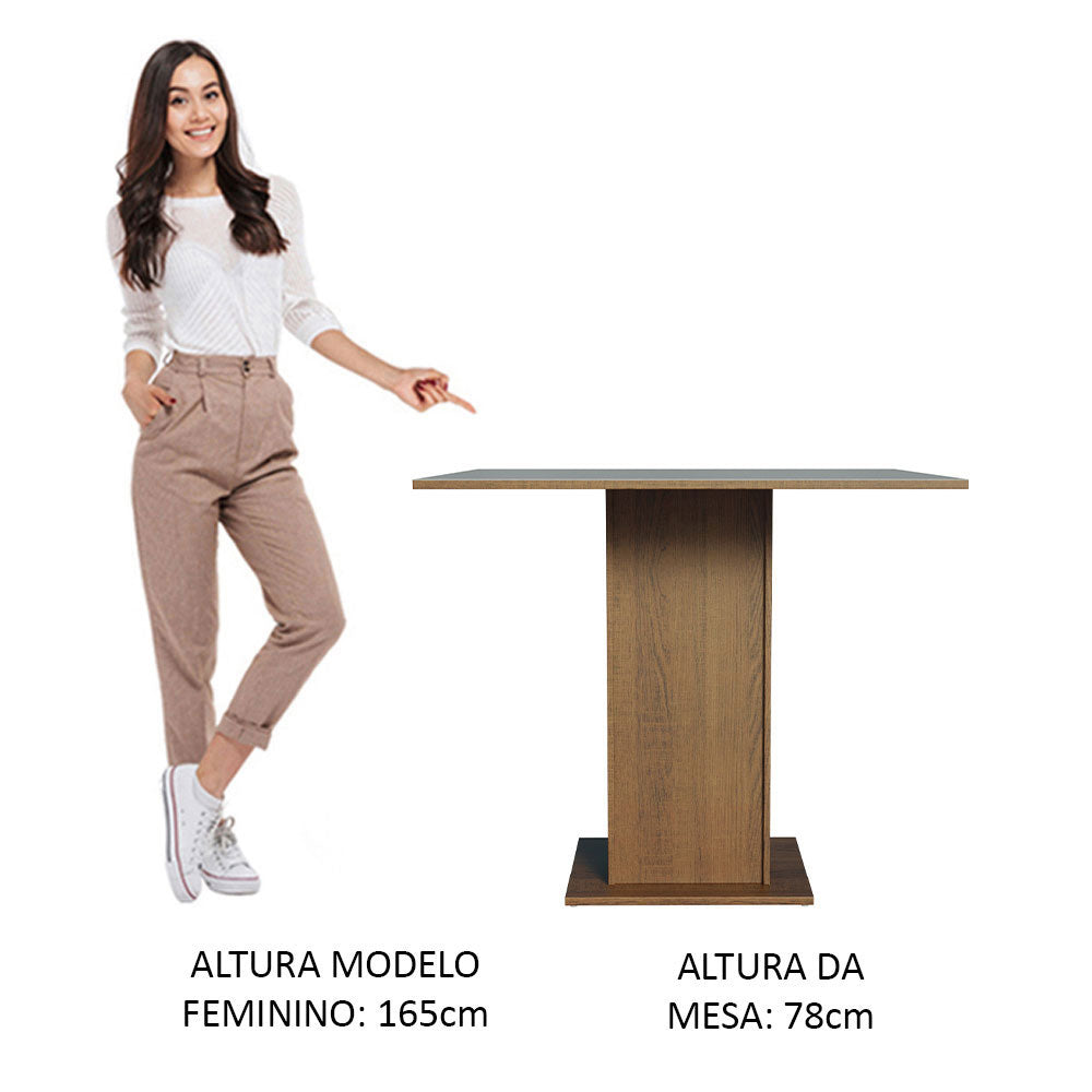 Mesa de Comedor Cuadrada Tapa de Madera 90 cm Marrón/Gris Madesa