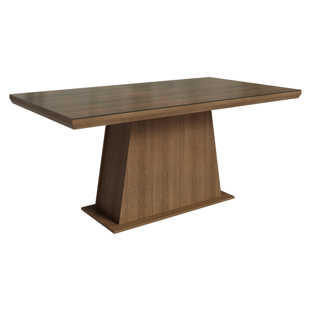 Mesa de Comedor Rectangular Tapa con Borde Biselado y Vidrio Sobrepuesto Marrón 5364 Madesa
