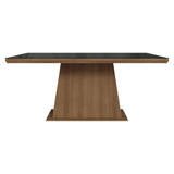 Mesa de Comedor Rectangular Tapa con Borde Biselado y Vidrio Sobrepuesto Marrón/Negro 5364 Madesa