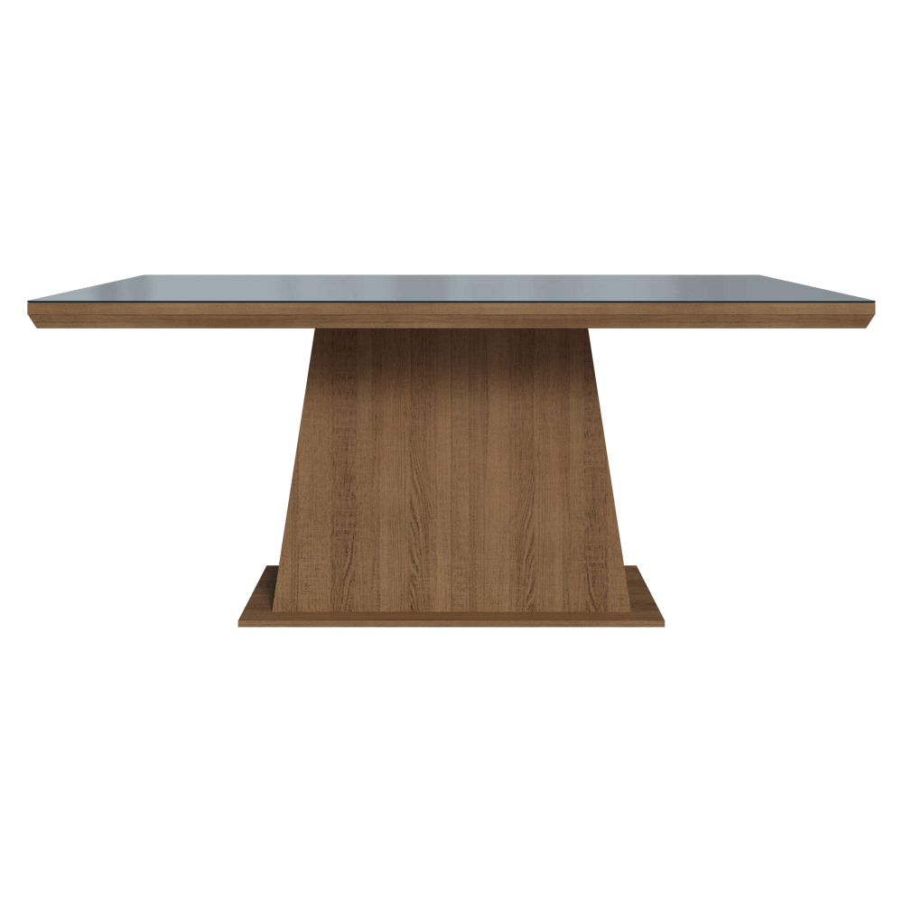 Mesa de Comedor Rectangular Tapa con Borde Biselado y Vidrio Sobrepuesto Marrón/Gris 5364 Madesa