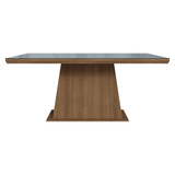 Mesa de Comedor Rectangular Tapa con Borde Biselado y Vidrio Sobrepuesto Marrón/Gris 5364 Madesa