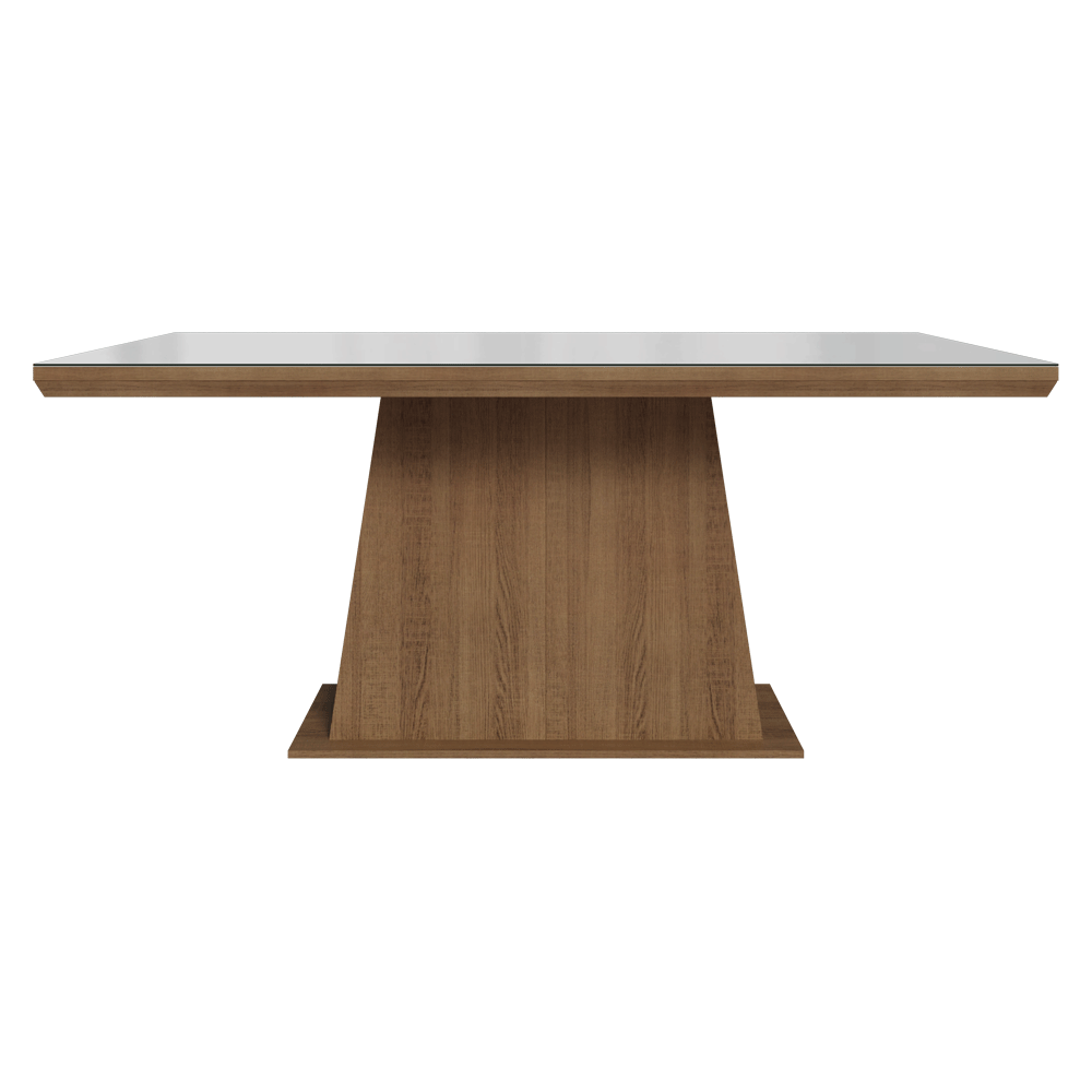 Mesa de Comedor Rectangular Tapa con Borde Biselado y Vidrio Sobrepuesto Marrón/Blanco 5364 Madesa