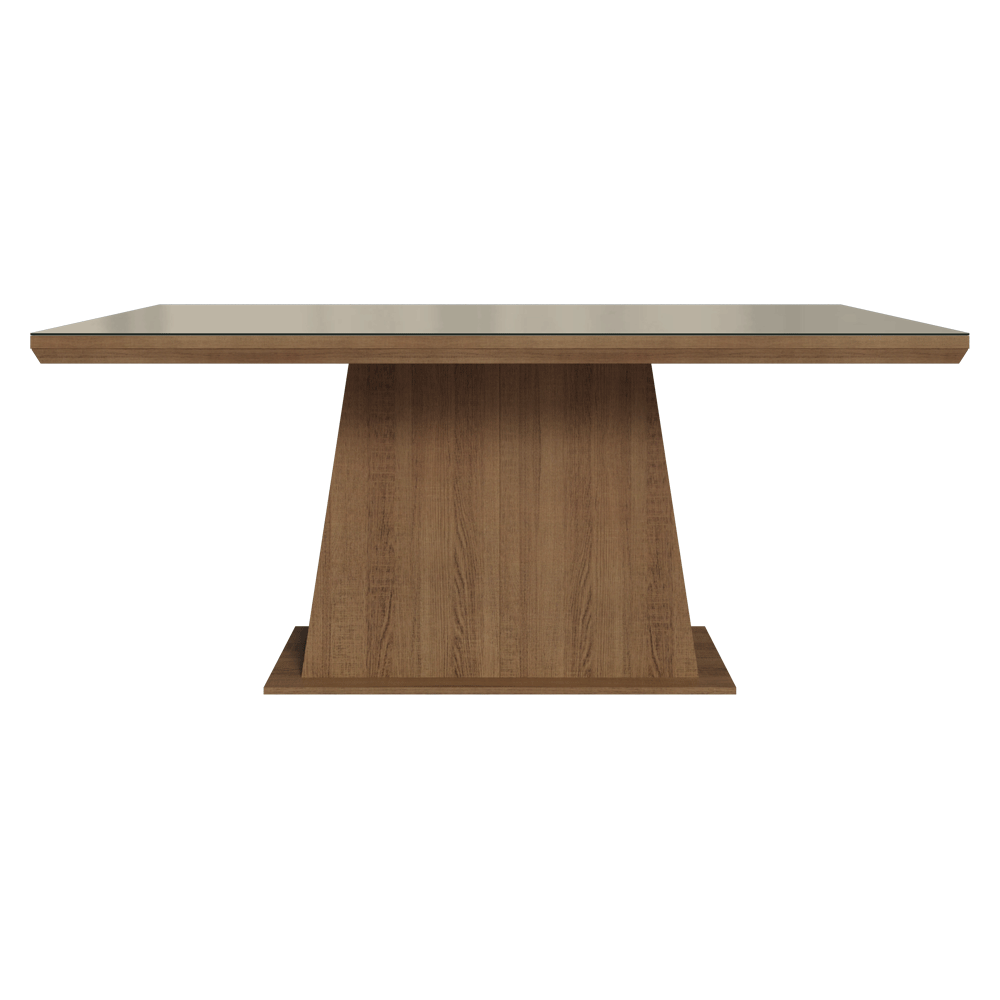 Mesa de Comedor Rectangular Tapa con Borde Biselado y Vidrio Sobrepuesto Marrón/Crema 5364 Madesa