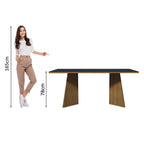 Mesa de Comedor Rectangular Tapa de Vidrio Sobrepuesto 180 cm Marrón/Negro Madesa