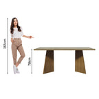 Mesa de Comedor Rectangular Tapa de Vidrio Sobrepuesto 180 cm Marrón/Crema Madesa