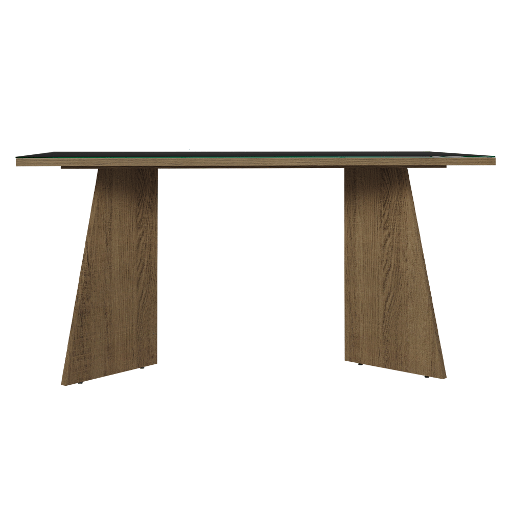 Mesa de Comedor Rectangular Tapa de Vidrio Sobrepuesto 160 cm Marrón/Negro Madesa