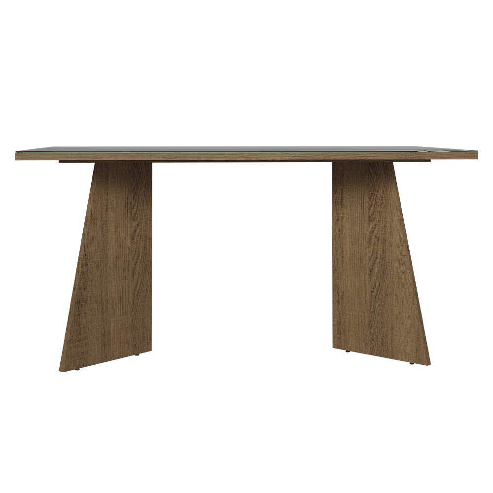 Mesa de Comedor Rectangular Tapa de Vidrio Sobrepuesto 160 cm Marrón/Gris Madesa