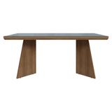 Mesa de Comedor Rectangular Tapa con Borde Biselado y Vidrio Sobrepuesto Marrón/Gris 5389 Madesa