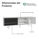 Rack Madesa Dubai para TV hasta 65 Pulgadas con Patas Blanco/Negro 7309