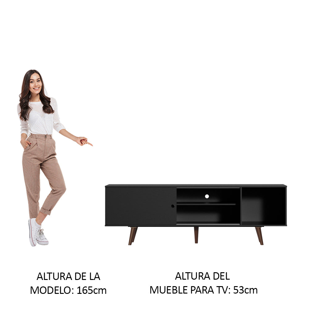 Rack para TV hasta 65 Pulgadas 160 cm con Patas Dubai Negro/Marrón Madesa