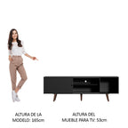 Rack para TV hasta 65 Pulgadas 160 cm con Patas Dubai Negro/Marrón Madesa