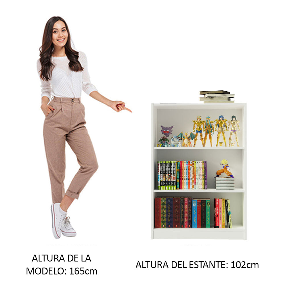 Biblioteca 6907 con 3 Nichos Blanco