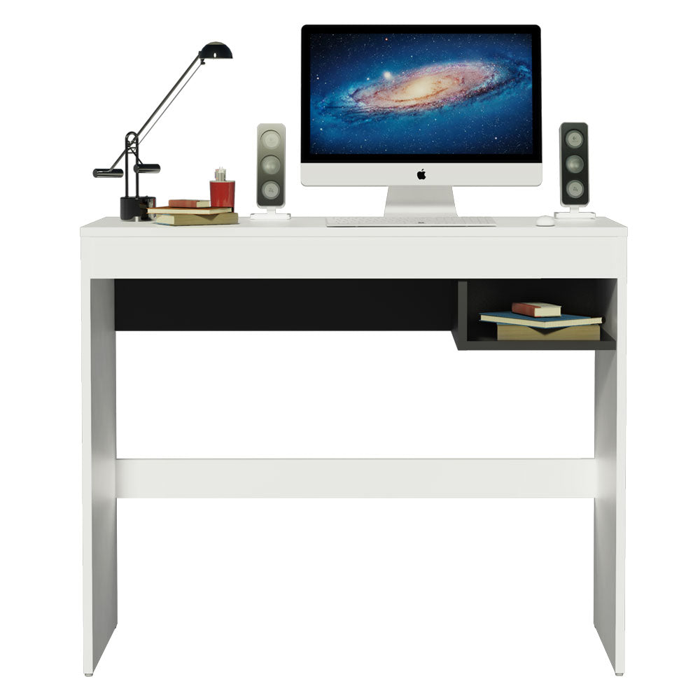 Escritorio Rubi con Tapa de Madera y 1 Nicho Blanco/Negro