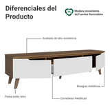 Rack para TV hasta 75 Pulgadas 180 cm 2 Puertas 1 Cajón Marrón/Blanco Dune Madesa