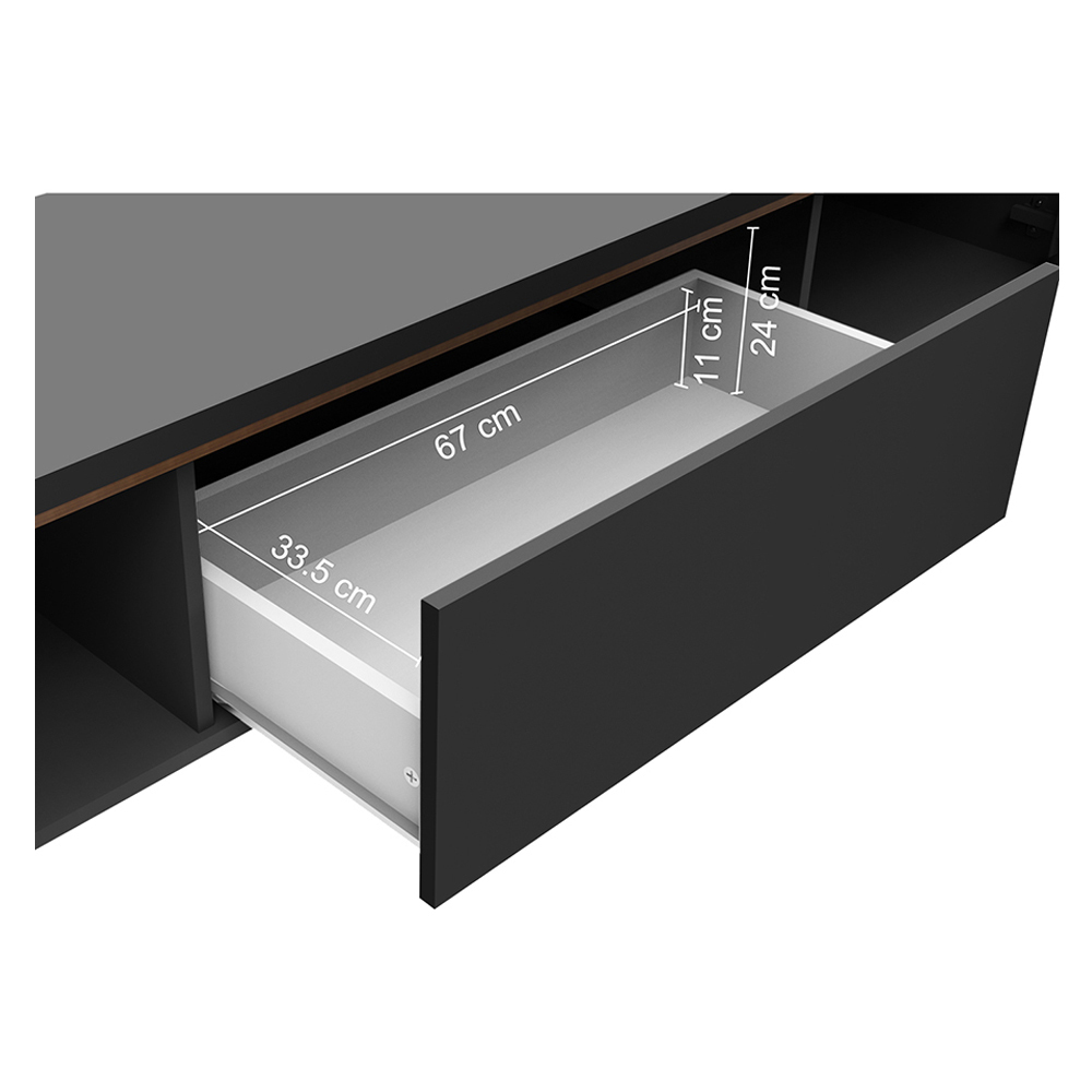 Rack para TV hasta 80 pulgadas 180 cm 2 Puertas 1 Cajón Doha Negro/Marrón