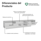 Rack Flotante para TV hasta 80 Pulgadas 218 cm 2 Puertas Blanco Agata Madesa