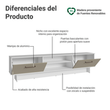 Rack para TV hasta 80 Pulgadas 218 cm 2 Puertas Blanco/Crema Agata Madesa