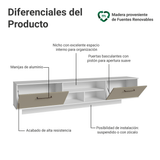 Rack Flotante para TV hasta 80 Pulgadas 218 cm 2 Puertas Blanco/Crema Agata Madesa