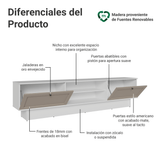 Rack para TV hasta 80 Pulgadas 218 cm 2 Puertas Blanco/Crema Vik Madesa