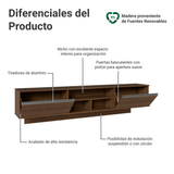 Rack Flotante para TV hasta 80 Pulgadas 218 cm 2 Puertas Marrón Glamy Madesa