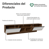 Rack Flotante para TV hasta 80 Pulgadas 218 cm 2 Puertas Marrón/Blanco Glamy Madesa