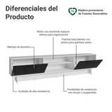 Rack para TV hasta 80 Pulgadas 218 cm 2 Puertas Blanco/Negro Agata Madesa