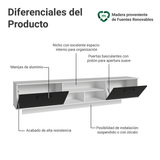 Rack Flotante para TV hasta 80 Pulgadas 218 cm 2 Puertas Blanco/Negro Agata Madesa