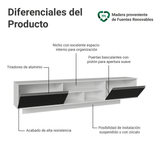 Rack Flotante para TV hasta 80 Pulgadas 218 cm 2 Puertas Blanco/Negro Glamy Madesa