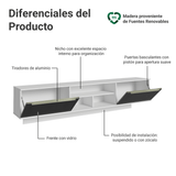 Rack Flotante para TV hasta 80 Pulgadas 218 cm 2 Puertas Blanco/Negro Lux Madesa