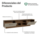 Rack Flotante para TV hasta 80 Pulgadas 218 cm 2 Puertas Marrón/Crema Agata Madesa