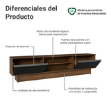 Rack para TV hasta 80 Pulgadas 218 cm 2 Puertas Marrón/Negro Glamy Madesa