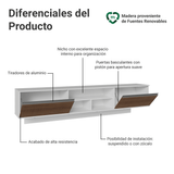 Rack Flotante para TV hasta 80 Pulgadas 218 cm 2 Puertas Blanco/Marrón Glamy Madesa