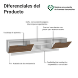 Rack Flotante para TV hasta 80 Pulgadas 218 cm 2 Puertas Blanco/Marrón Stella Madesa