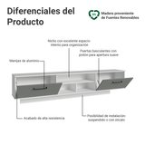 Rack Flotante para TV hasta 80 Pulgadas 218 cm 2 Puertas Blanco/Gris Agata Madesa